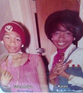 Karen and Gwen inside Tutwiler Hall in the 1970s