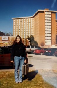 young Barbra standing in front of Tutwiler Hall